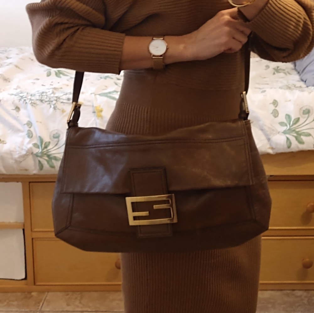 Authentic Fendi Leather Maxi Baguette